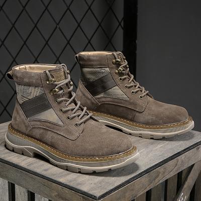 Najnowsze Wysokiej Jakości Męskie Buty ze Skóry Zamszowej Krowiej Jesień Zima Codzienne Botki Outdoorowe Modne Buty Męskie Sznurowane Buty Motocyklowe