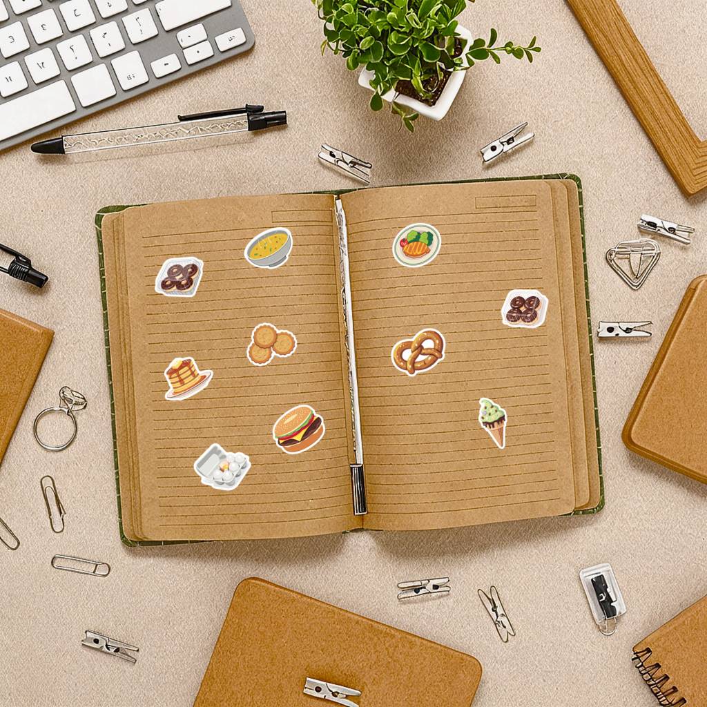 35pcs-50pcs Cartoon Dessert Stickers Vibrant Food Stationery Stickers Graffiti Decals For Laptop Motorcycle Luggage Phone