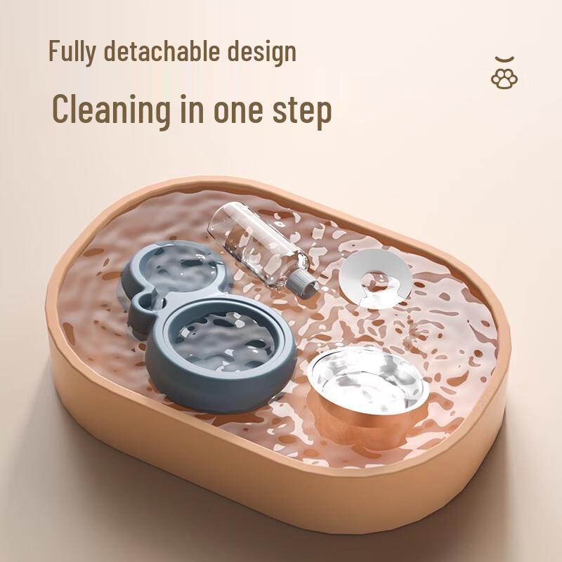 Automatic Pet Water & Food Feeder with Stainless Steel Bowls CN plug (adapter included)