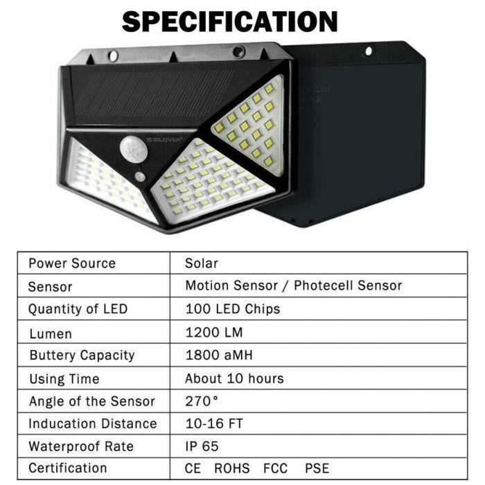 Hengxin-4 Pack Outdoor Solar Lamp 100 Led Lighting Motion Sensor Wall Light