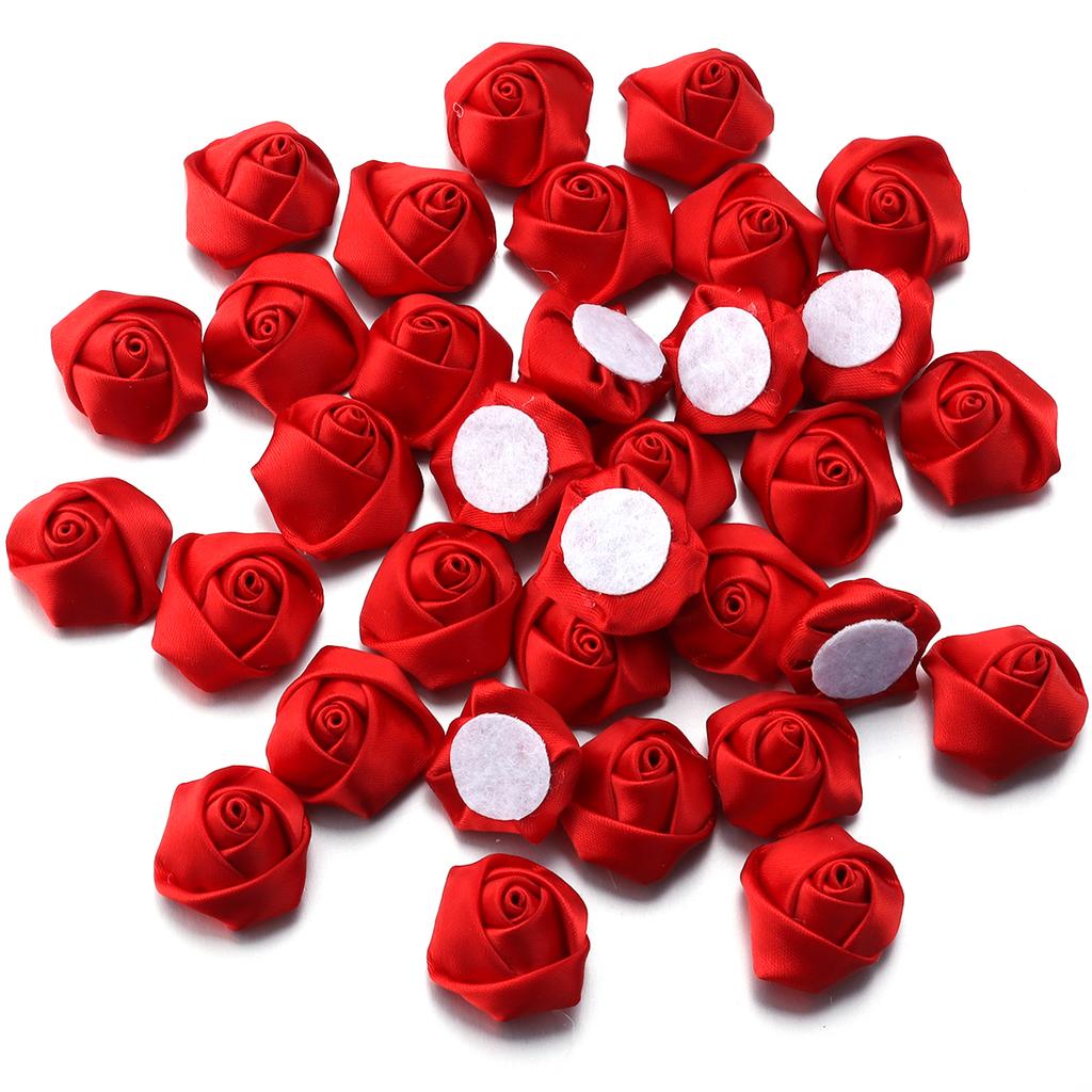 20pcs Satin Fabric Rose Flowers Colorful Handmade Satin Ribbon Flower Bud For DIY Wedding Party Clothing Headwear Decor Supplies