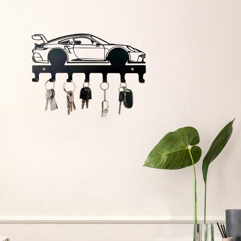 Metal Racing Car Key Holder Wall Decor Storage Rack