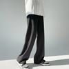 Summer Men Pants Solid Color Elastic Waist Anti-wrinkle Draping Wide Leg Trousers Streetwear