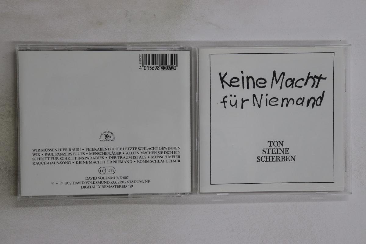 

CD TON STEINE SCHERBEN - Keine Macht Fur Niemand DAVIDVOLKSMUND0 DAVID VOLKSMUND 2010 Germany Rock Used