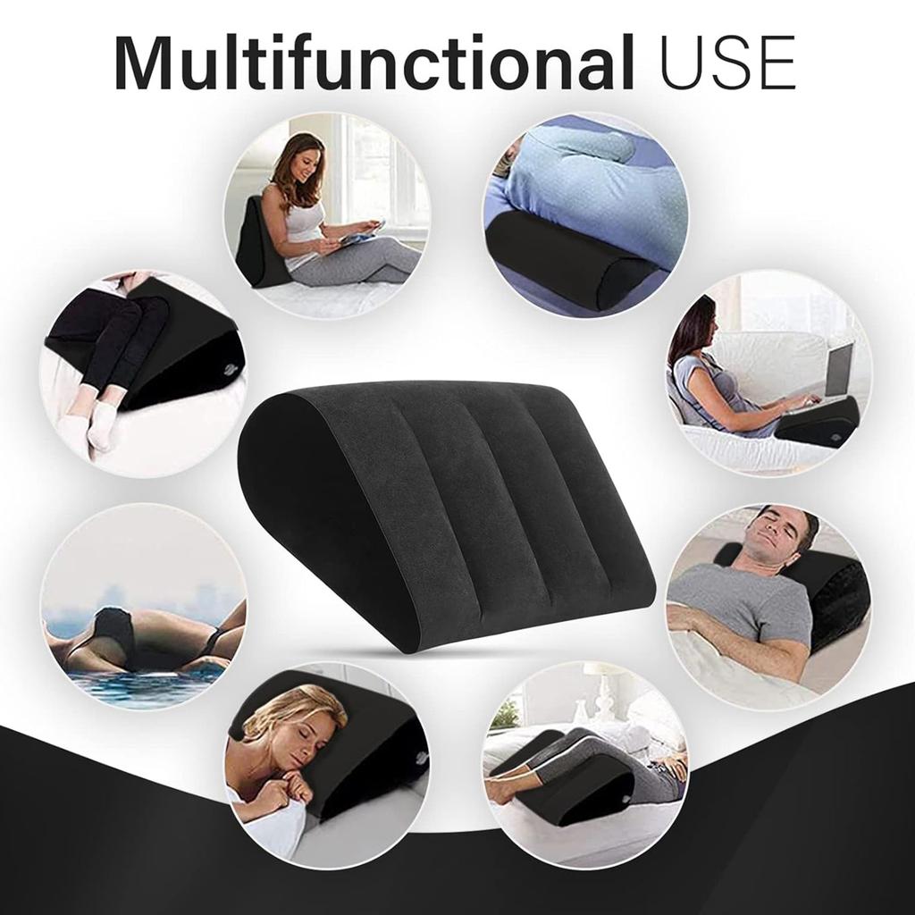 MultiPosition Bed Inflatable Wedge Pillow For Back Knee Support Inflatable Orthopedic Cushion PVC Flocked Material