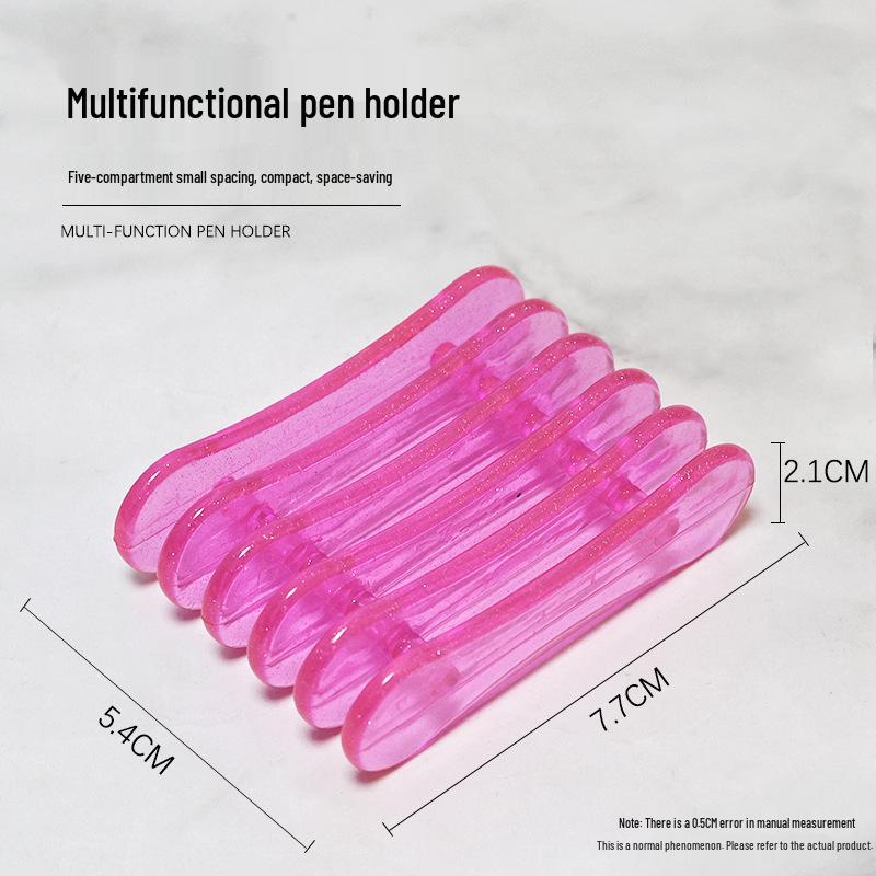 

5-Grid Crystal Nail Art Pen Holder - Multi-functional Desktop Organizer for Salon and Liner Pens