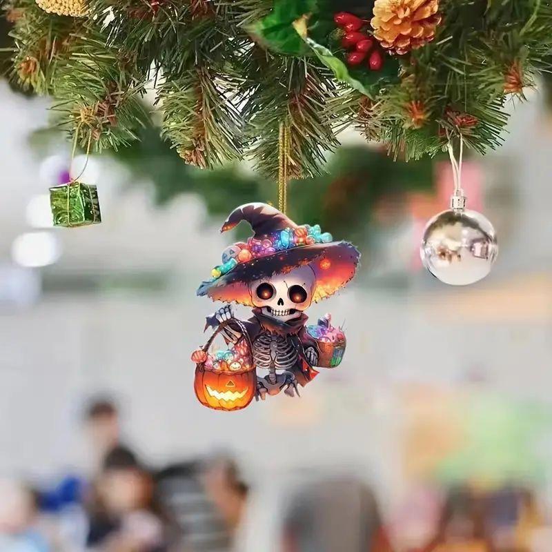 New Halloween Pendant Pumpkin Man 3D Pattern Flat Pendant Acrylic Keychain Bag Pendant Gift