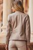 Stylish Pure Leather Handmade Beige Women Jacket Genuine Lambskin Casual Bike