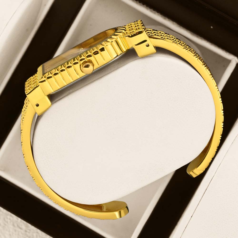 Yalalusi Bracelet Watch Vintage Women's Square Watch Classic Women's Wristwatch Diamond-Set Women's Watch IPG Vacuum Plating