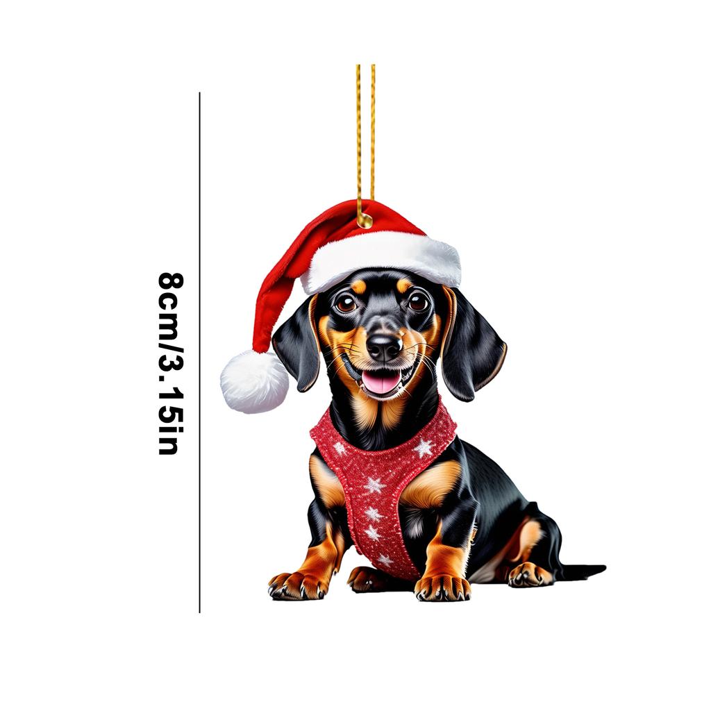Christmas Acrylic Dog Pendant 2D Acrylic Christmas Dog Ornaments Festival Dachshund Set For Car Backpacks Doors