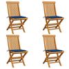 Day and Night - Day and Night Garden Chairs 4 Pcs with Royal Blue Cushions Teak Wood