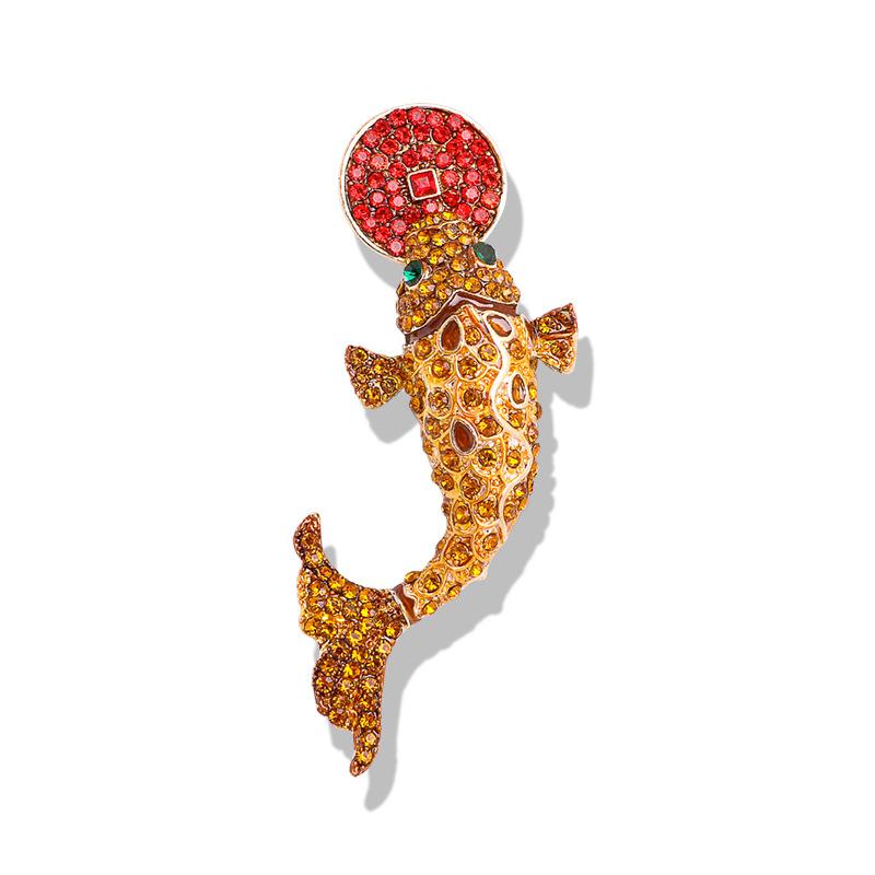 High-end Light Luxury Colorful Koi Copper Coins Retro Accessories Women s Pendant Brooch 2*5CM