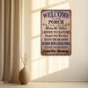 Retro Welcome Porch Quote Sign - Vintage Aluminum Material, Must-Have Wall Decor for Home Decor Enthusiasts