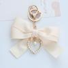 Pearl Ribbon Bow Heart Keychain Pendant for Women's Bags and Handbags