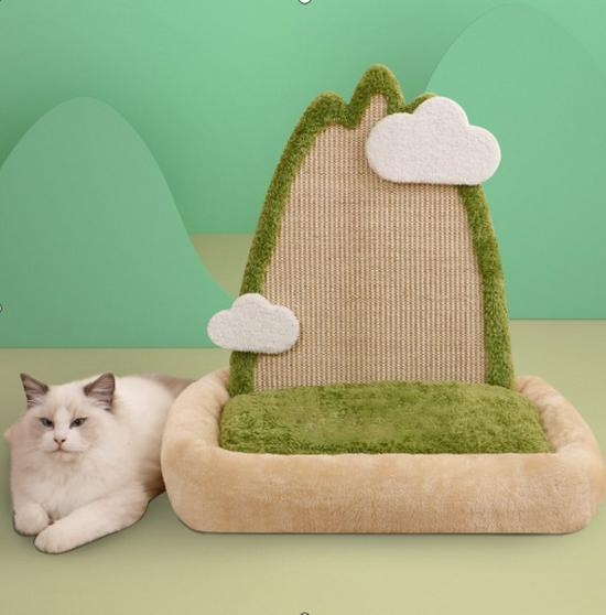 Large Vertical Sisal Cat Scratching Board & Climbing Frame with Integrated Cat Bed and Kitten Toy