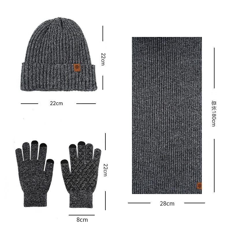 Mens Winter Warm Knit Beanie Hat Scarf Gloves Set Alpaca Blend Thick Fleece Lined Outdoor Cycling Accessory