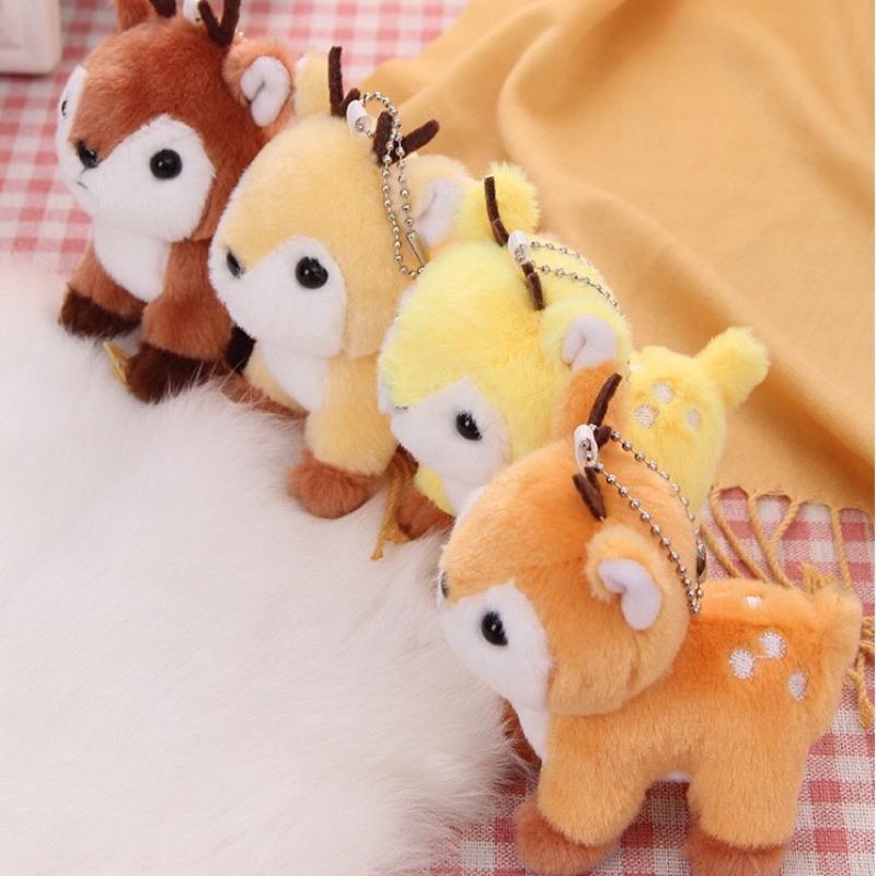 10cm Cartoon Deer Soft Stuffed Plush Toy Animal Fluffy Elk Doll Fawn Keychain Backpack Pendant Christmas Gifts for Kids