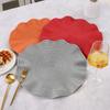 6Pack Round Placemats Solid Color Ruffles Woven Washable Table Mats for Dining Table Heat Resistant Non-Slip Kitchen Accessories