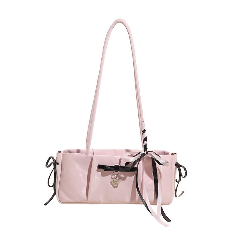 Sweet Girly Bow Handbag Women's 2025 New Simple Commuter Underarm Bag Versatile Shoulder Bag