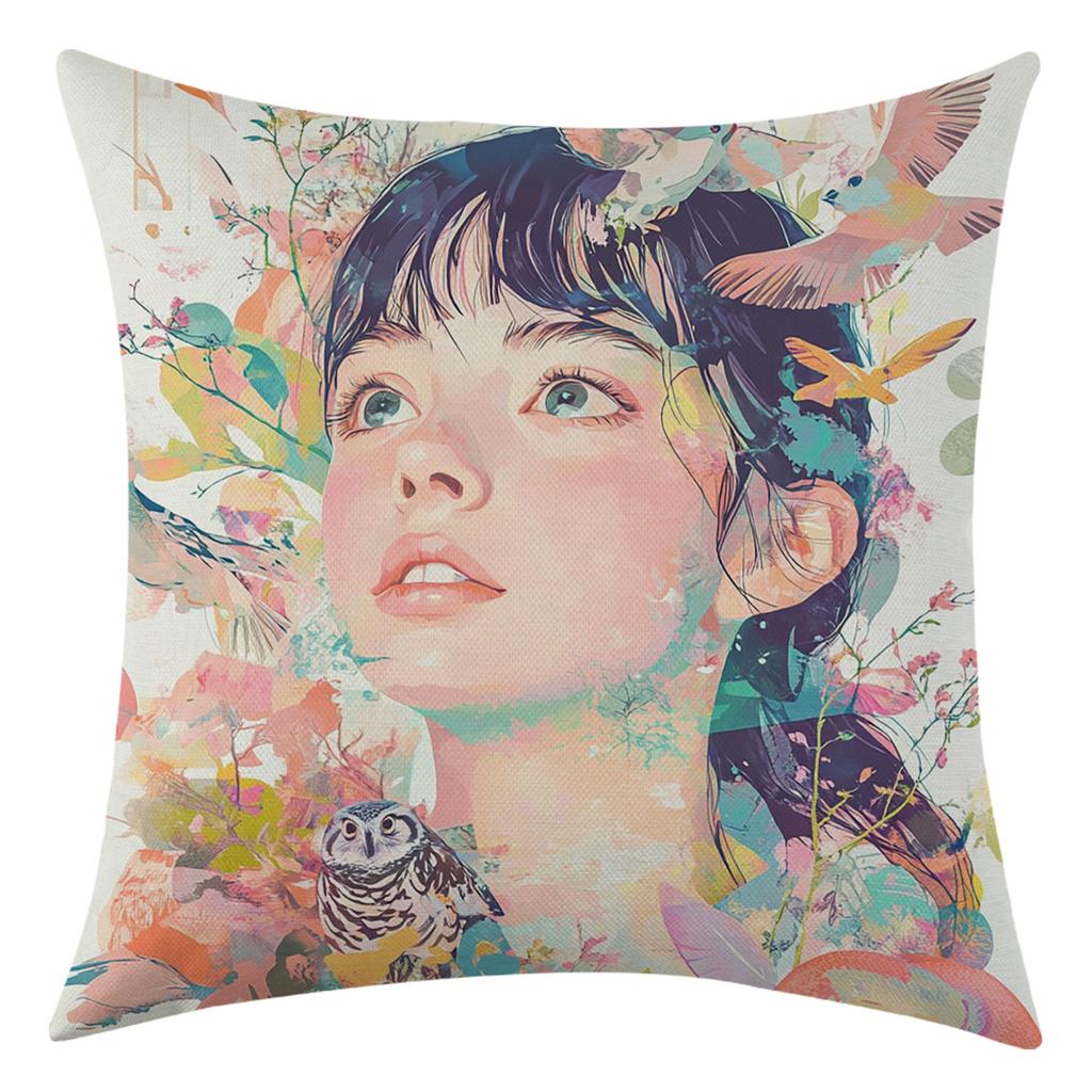 New Dreamy Girl Beautiful Encounter Pillowcase, Holiday Decoration Car Cushion Cover