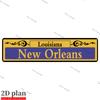 [2D Flat] 1pc, 15.75 Inches X 3.94 Inches, Metal Plate Painting, Metal, 2024 New Orleans Street Scene Sign, Marathon Party Table Decoration, Perfect O
