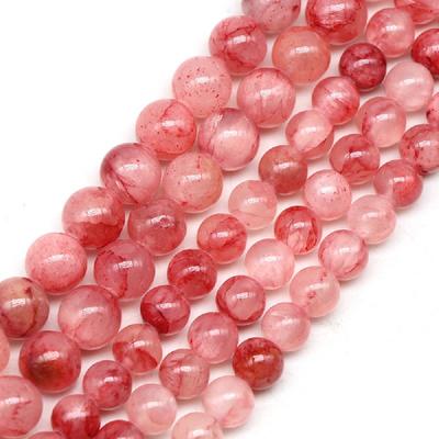 Pink Persian Jades Smog Chalcedony Natural Stone 15" Smooth Loose Spacer Beads 4/6/8/10/12mm for Jewelry Making DIY Bracelets Charms Accessories