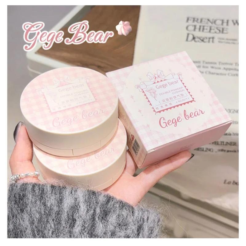 2 in 1 Double Layer Powder Cushion Clear Natural Lasting Brightening Gege Bear Makeup Concealer Loose Powder Cushion Cream