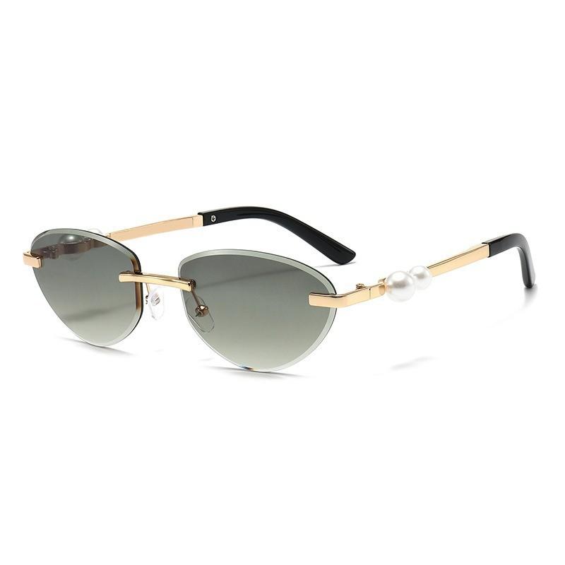 

Gold Frame Cat Eye Glasses For Women Uv400 Sun Protection Stylish Festival Accessory Gold Green