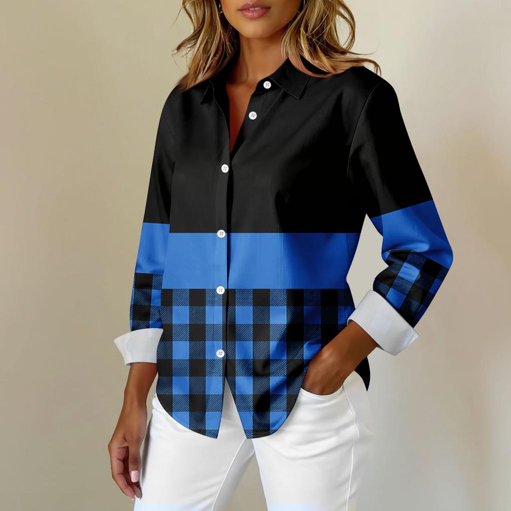 Women's Shirt Blouse Print Button Long Sleeve Casual Basic Shirt Collar Regular Top