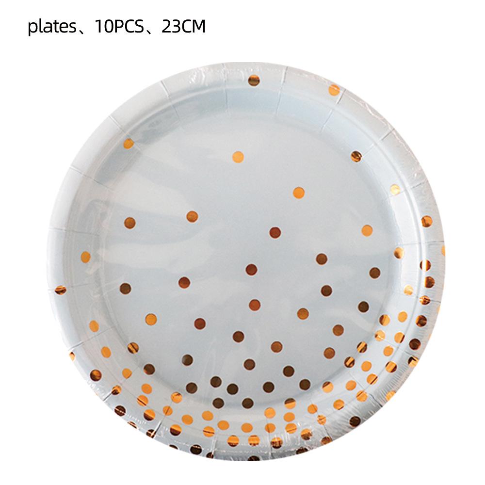 Niezbędne na przyjęcie urodzinowe Białe z brązowym nadrukiem w kropki Tematyczne Jednorazowe Przedmioty Talerz Kubek Papierowy Obrus Dekoracja Flaga