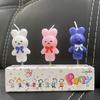 Cartoon Zodiac Image Rabbit Candle Shape White Pink Bow Tie Bow Rabbit Candle