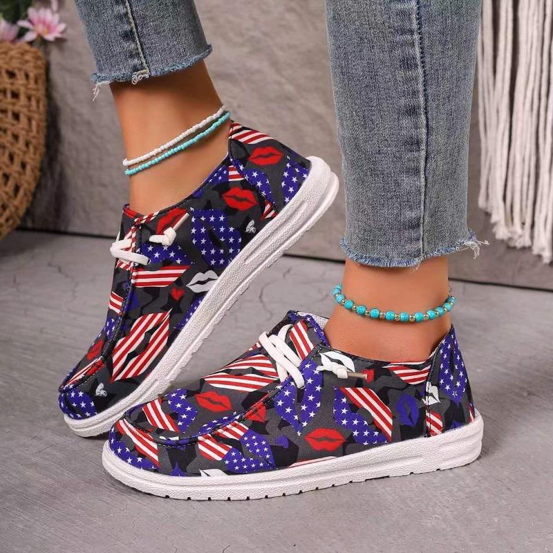 Plus Size Casual Shoes Women's New Canvas Flat Lace-up Low-top Loafers Women's Singles Shoes for Fall 2025