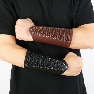 Protector de muñeca Vintage de piel sintética, Protector de brazo Punk Medieval, cinturón de brazo con cordones para fiestas, festivales, disfraz