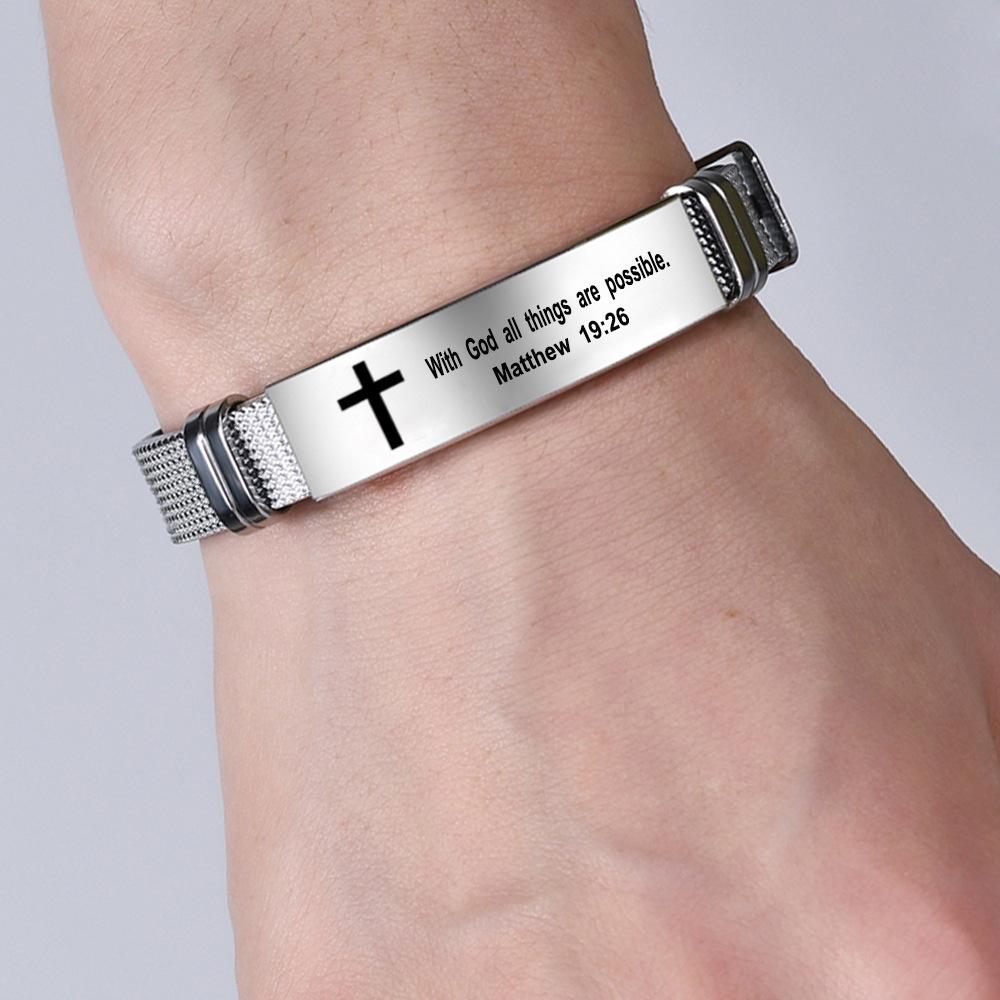 Miłość nigdy nie zawodzi inspirujące pisma święte opaska na nadgarstek chrześcijański krzyż inspirująca bransoletka jestem z tobą modne bransoletki Bangle