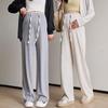2024 Spring/Summer Maternity Wide-Leg Drawstring Pants - Long, Straight-Leg, No Belly Support, Casual Fit