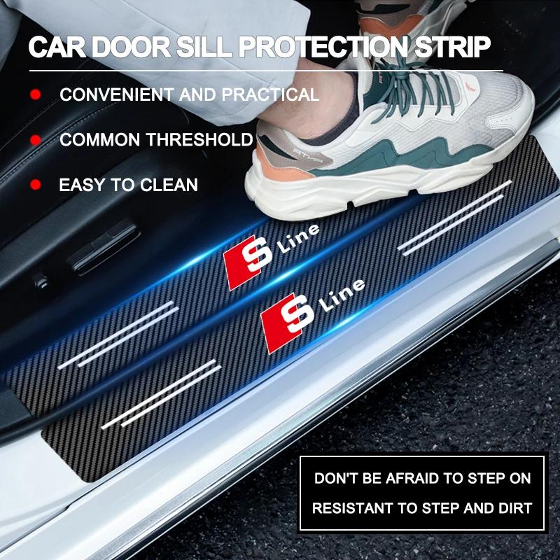 1/4/5Pcs Car Door Sill Scuff Plate Decor Carbon Fiber Stickers For qaz19 Sline A3 A1 A4 B8 B7 A6 C7 A5 A7 A8 B9 B6 C6 Q2 Q3 Q5 Q7