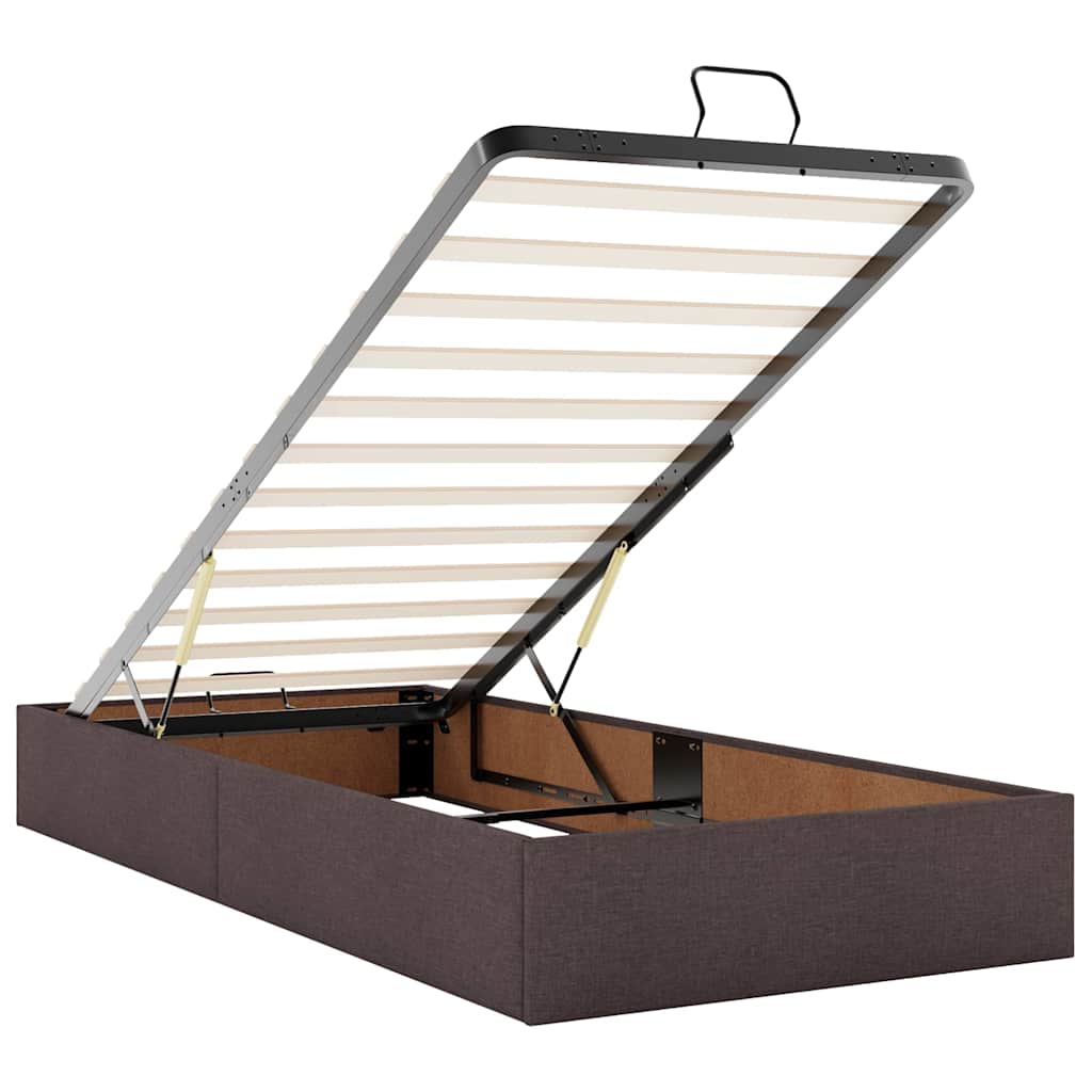 Ottoman Bed with Mattress & LEDs Dark Brown 90x190 Cm Fabric