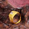 Men'S 24K Gold Au999 Stylish Ring With Sparkling Inserts | Geometric Matte Gold With Faceted Accents, Sophisticated For Business