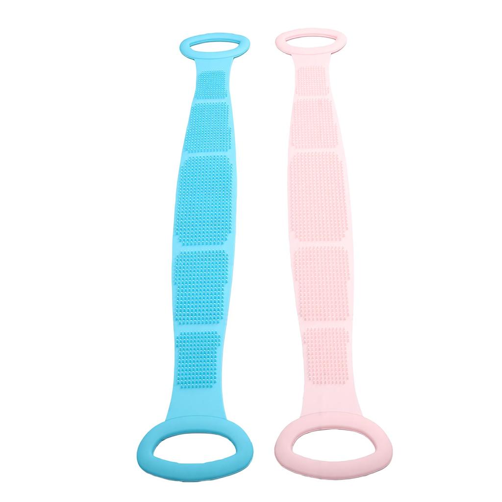 26.77in Silicone Back Scrubber Straps Double Sided Food Grade Safe Silicone Body Scrubber Belts with Anti Slip Handle