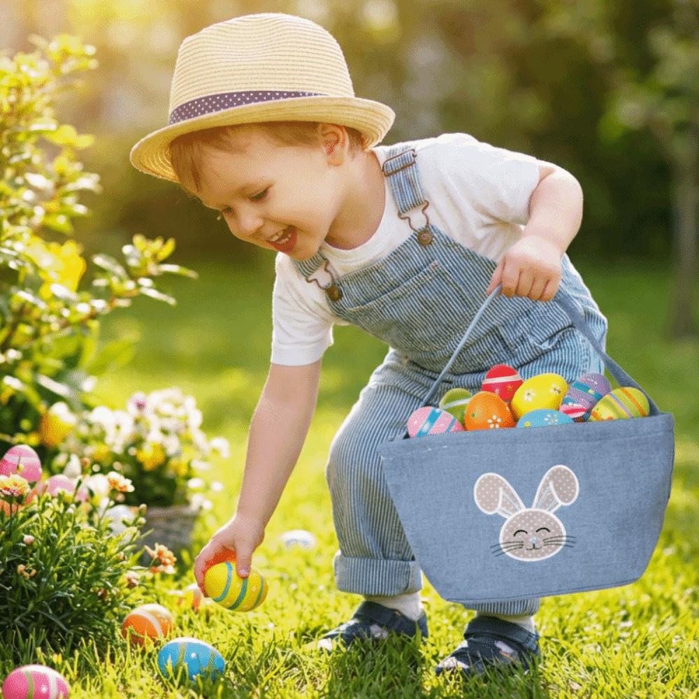 Cartoon Rabbit Storage Basket Wear-resistance Decorative Rabbit Egg Basket with Handle Large Capacity Happy Easter Handbag