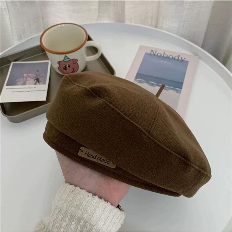 New Beret Children's Autumn Versatile Face Small Painter Hat Winter Warm Literary Retro Octagonal Hat