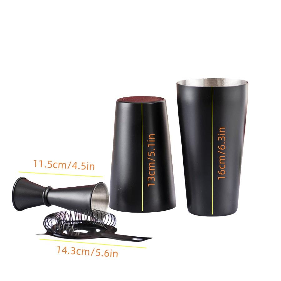 Boston Cocktail Shaker Set 4-Piece Boston Shaker Tins Bartender Kit Mixed Drink Shaker Cocktail Strainer Double Measuring Jigger