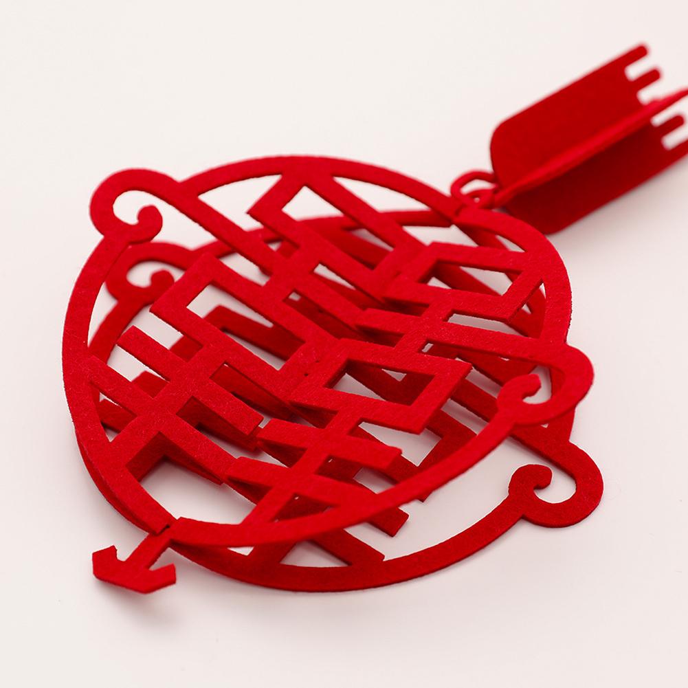 Fashion Ornaments Festival 12Pcs Chinese 3D Out Letter Hollow Cloth Xi Pendant Hanging Wedding Decoration