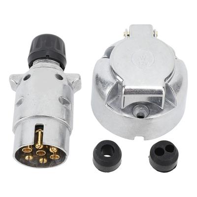 Trailer Plug Socket Kit Aluminum Alloy DC12V 7 Pin Plug Socket Wiring Connector Adapter Kit for Motorhomes Ships