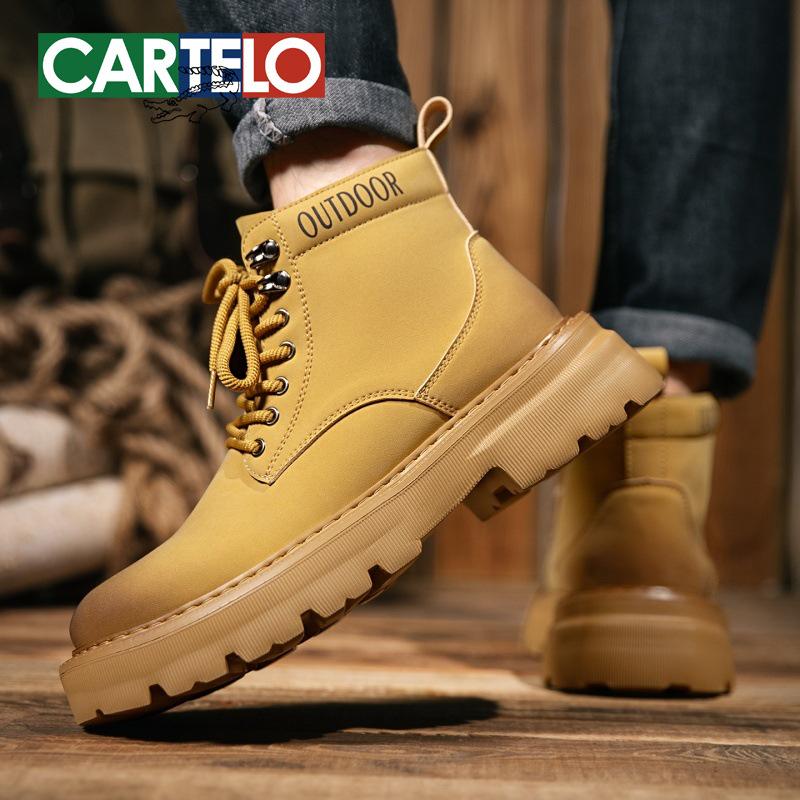 2025 Herbst/Winter Herren Vintage Outdoor High-Top Gelbe Lederstiefel
