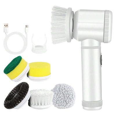 Electric Spin Scrubber Rechargeable with 5 Replaceable Brush Head Home Electric Rotary Scrubber Cordless Handheld Cleaning Brush