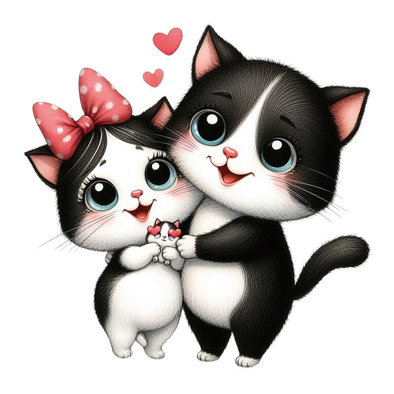 Couple Cat Wall Sticker Living Room Corner Decoration Refrigerator Door Adhesive Vinyl Art Home Decor Removable Peel and Stick