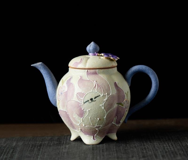 

Чайник керамический ручной росписи девятихвостый лис цветочный горшок заварник для чая китайский креативный одиночный чайник подарочная коробка