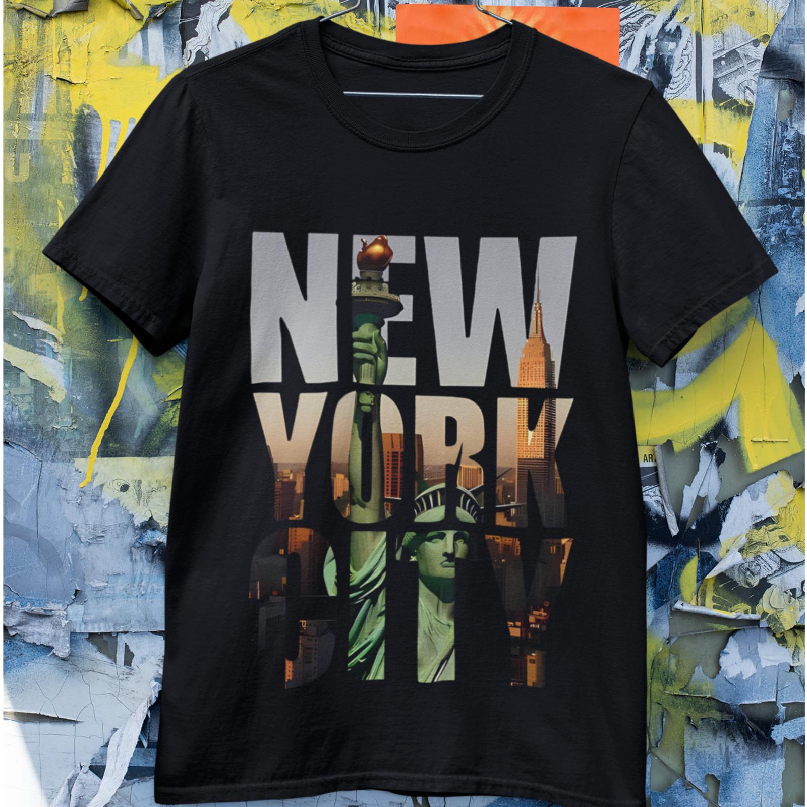 New York City Shirt NYC Skyline Statue of Liberty Graphic Unisex T-Shirt 3XL