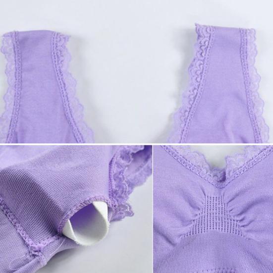 Schicke Damen-BH-Unterwäsche mit vorderem Kreuz und seitlichem Knopf, Spitze, kabellos, Push-Up-BH